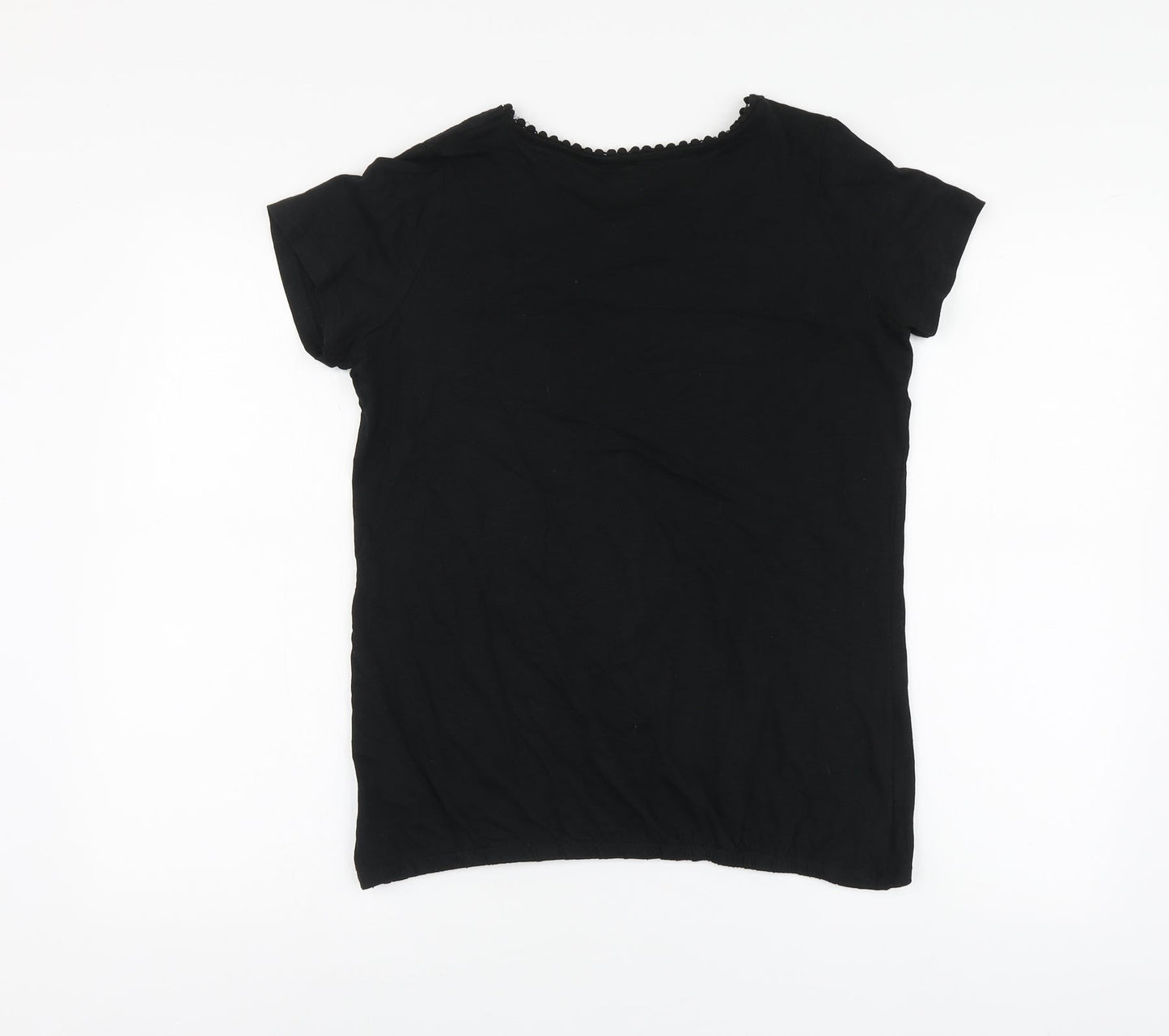 Tru Womens Black Cotton Basic T-Shirt Size S Round Neck
