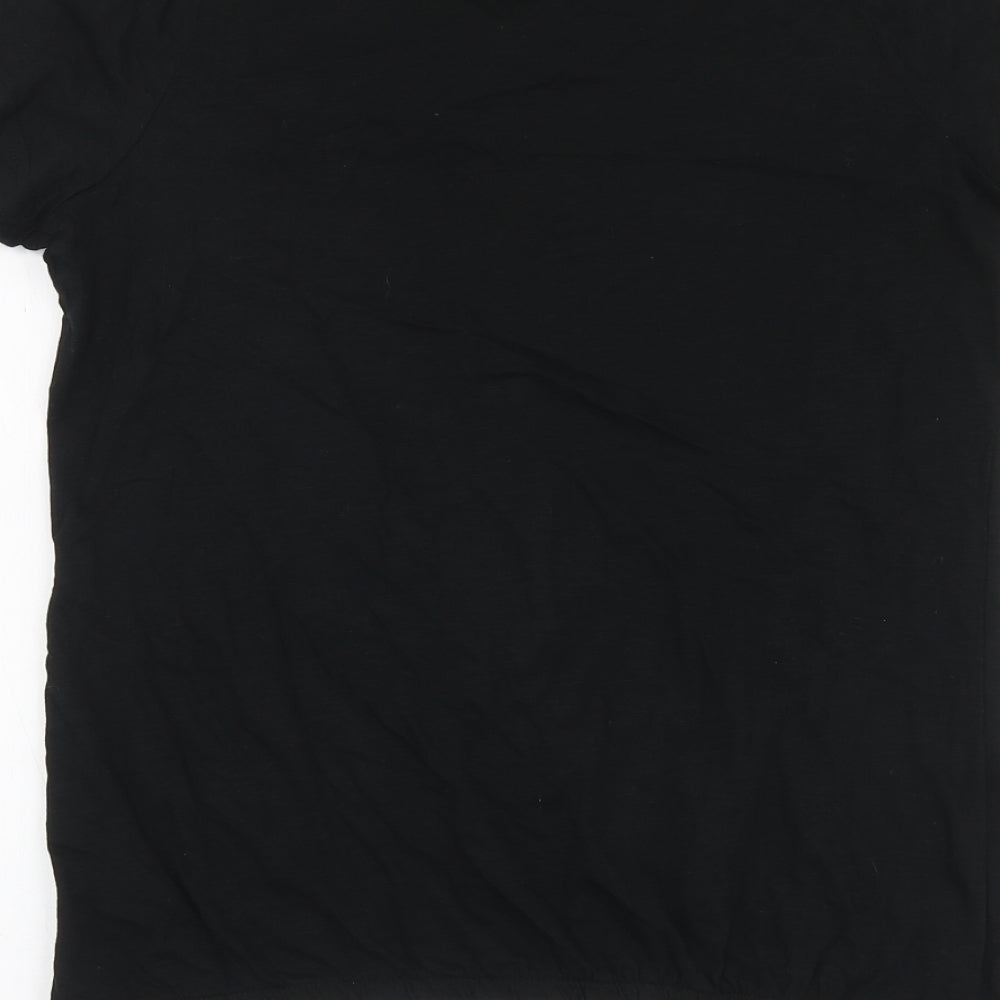 Tru Womens Black Cotton Basic T-Shirt Size S Round Neck