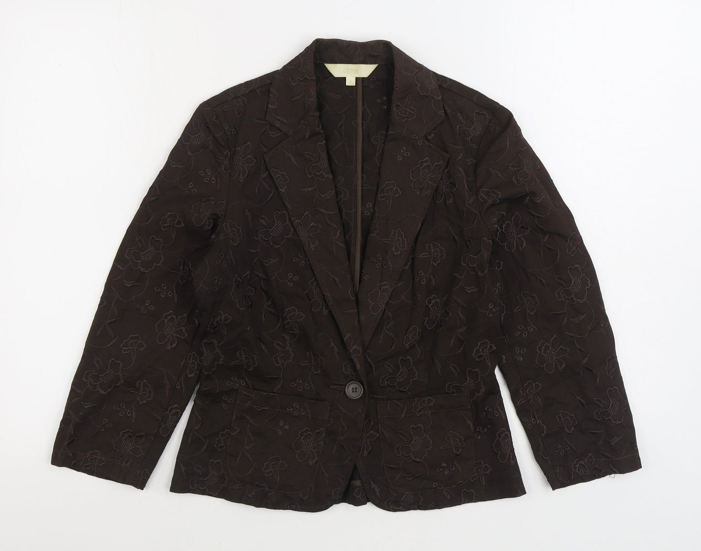 Marks and Spencer Womens Brown Jacket Blazer Size 8 Button