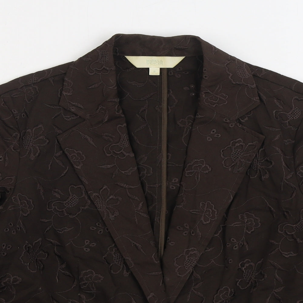Marks and Spencer Womens Brown Jacket Blazer Size 8 Button