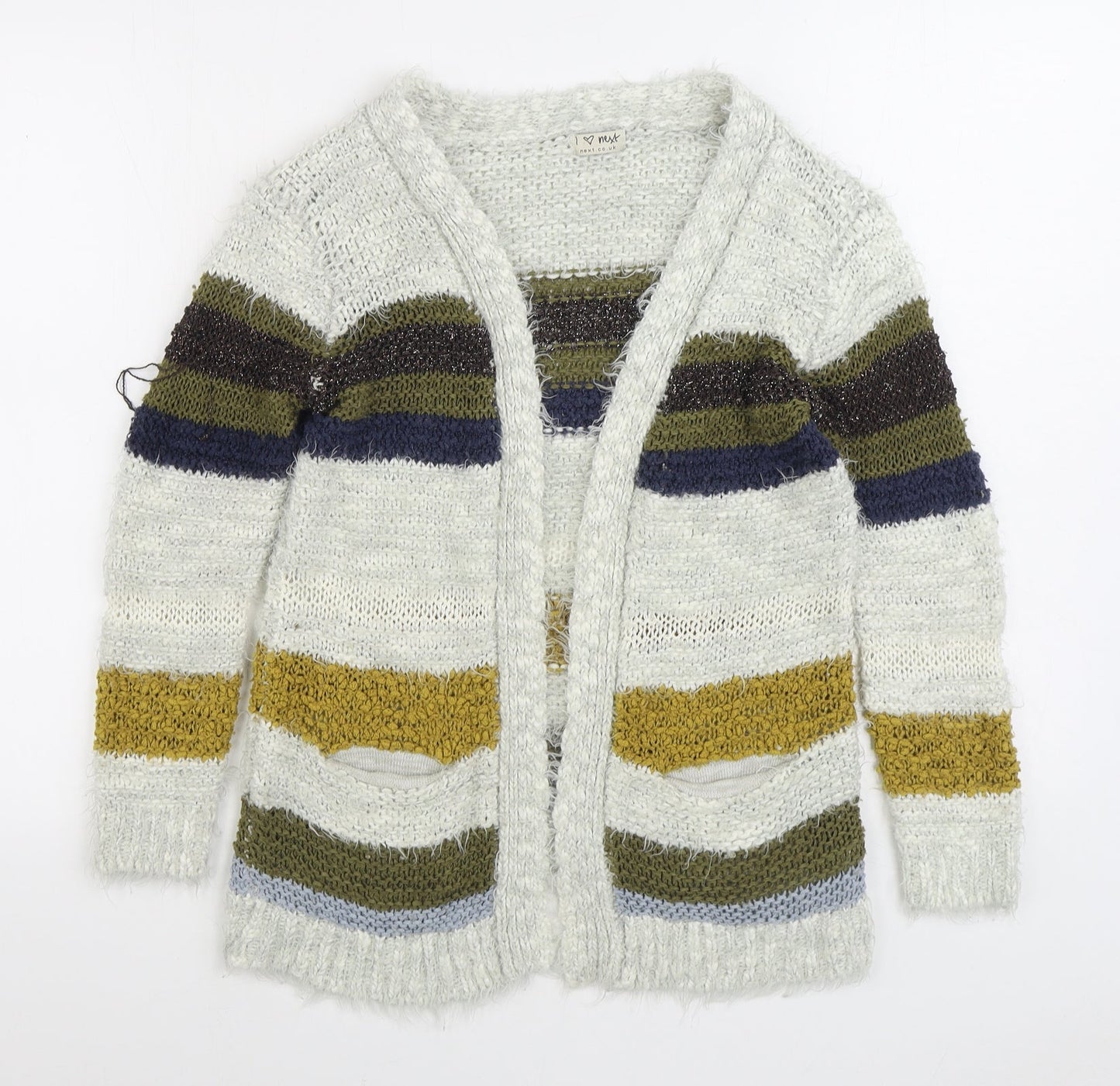NEXT Womens Multicoloured V-Neck Striped Acrylic Cardigan Jumper
