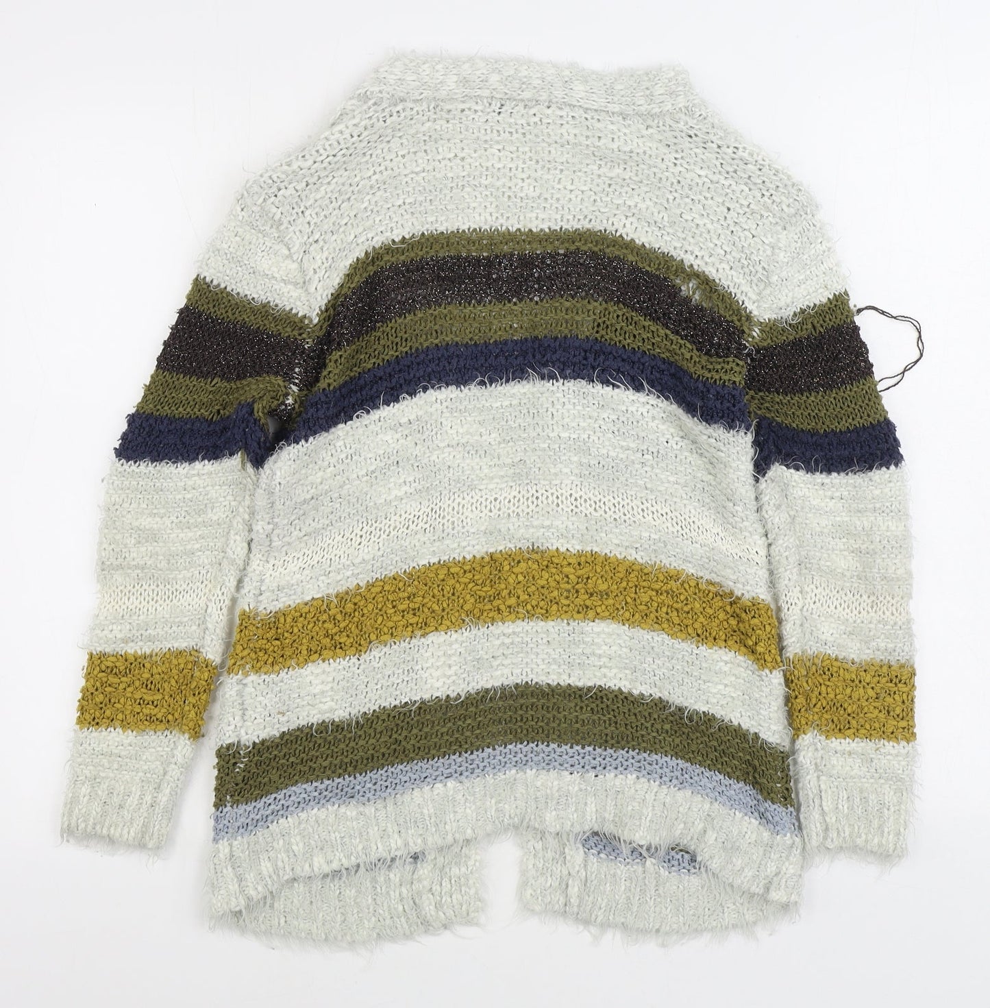 NEXT Womens Multicoloured V-Neck Striped Acrylic Cardigan Jumper