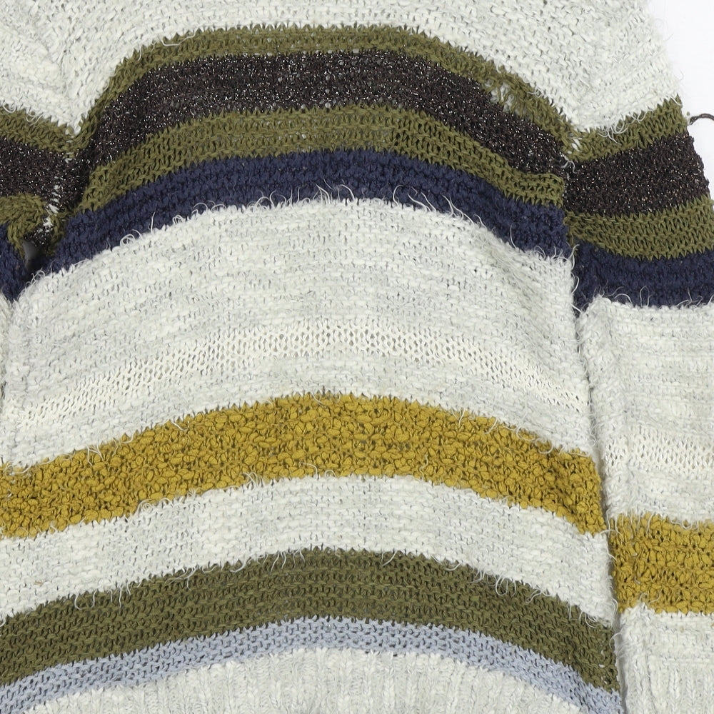 NEXT Womens Multicoloured V-Neck Striped Acrylic Cardigan Jumper