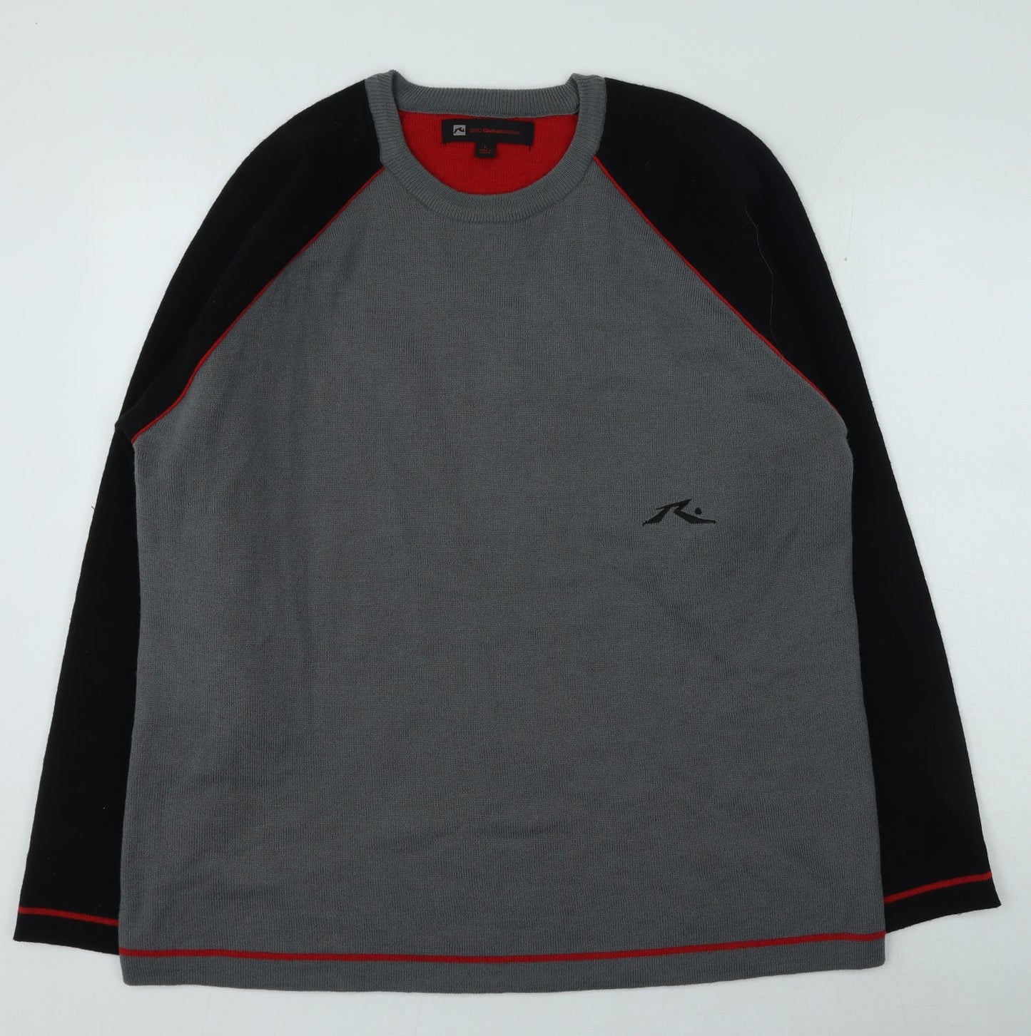 Global alliance Mens Grey Round Neck Acrylic Pullover Jumper Size L