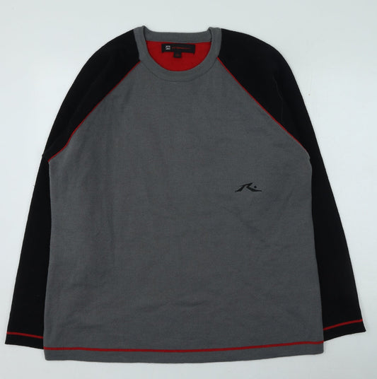 Global alliance Mens Grey Round Neck Acrylic Pullover Jumper Size L