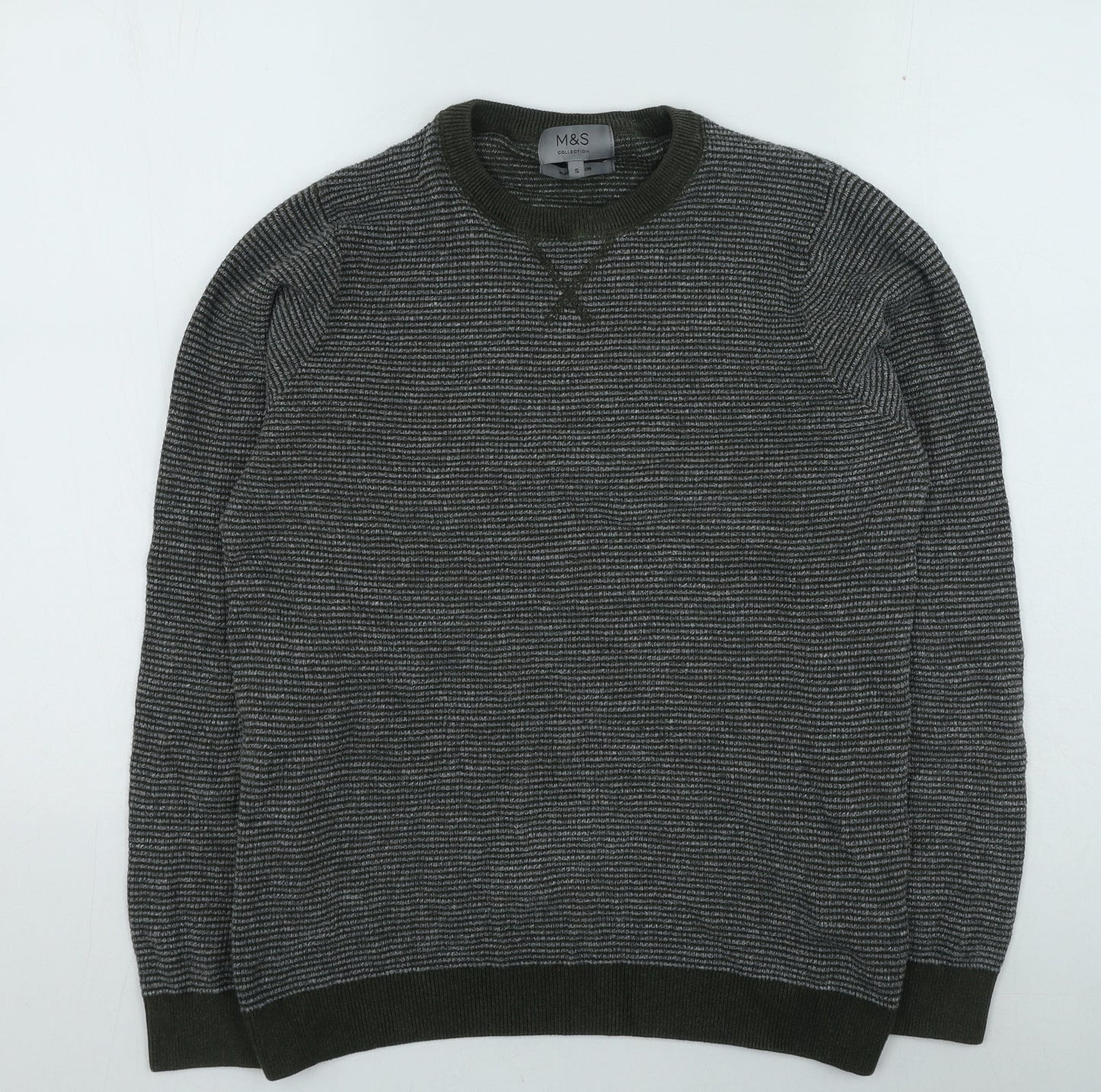 Marks and Spencer Womens Grey Round Neck Cotton Pullover Jumper Size S