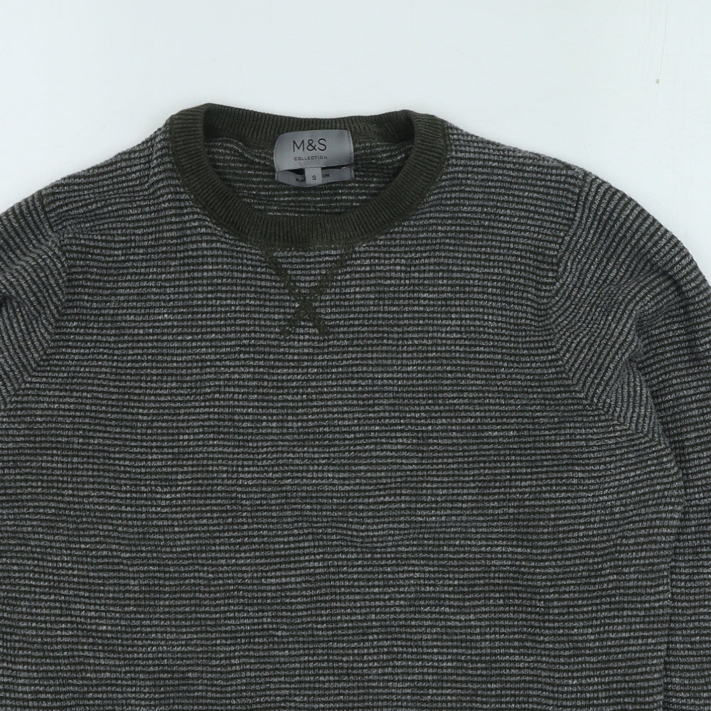 Marks and Spencer Womens Grey Round Neck Cotton Pullover Jumper Size S