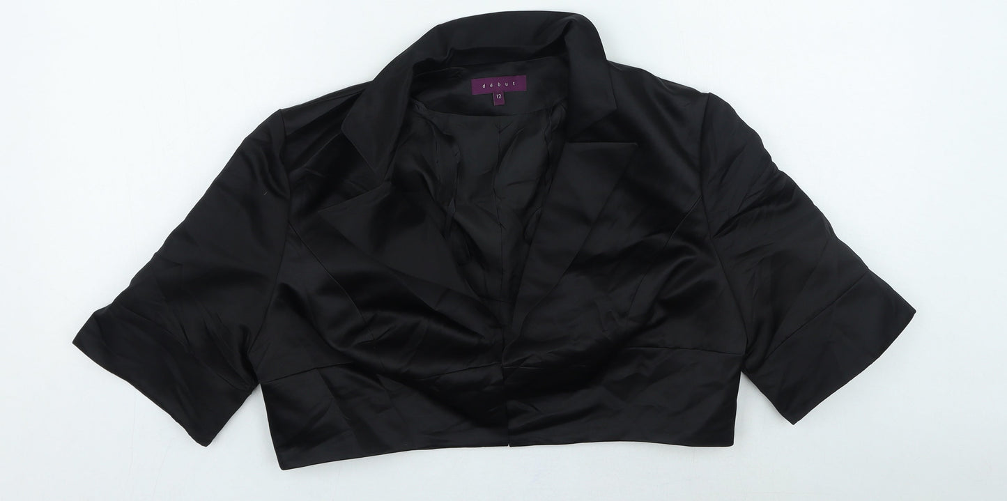 Debenhams Womens Black Collared Polyester Cardigan Jumper Size 12