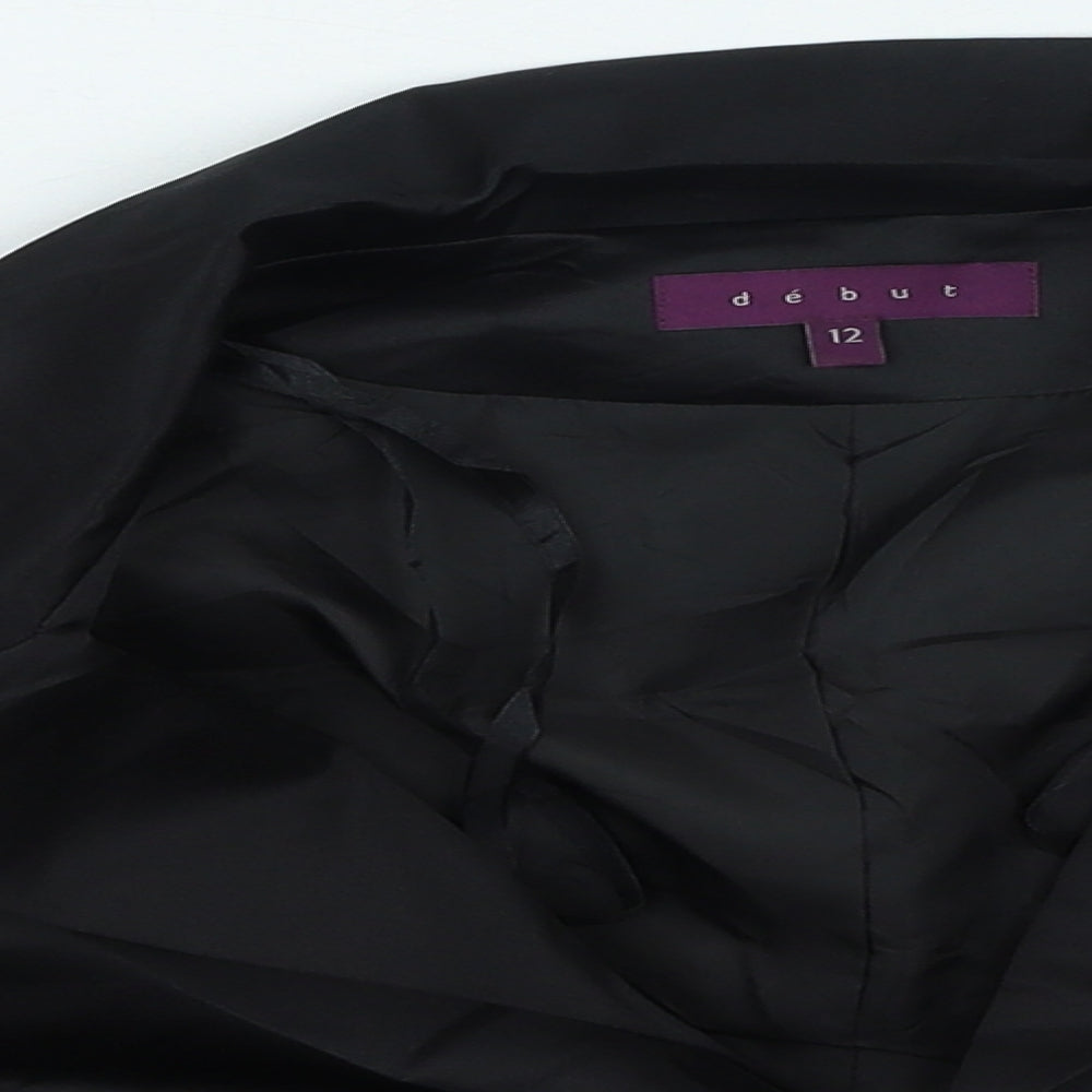 Debenhams Womens Black Collared Polyester Cardigan Jumper Size 12
