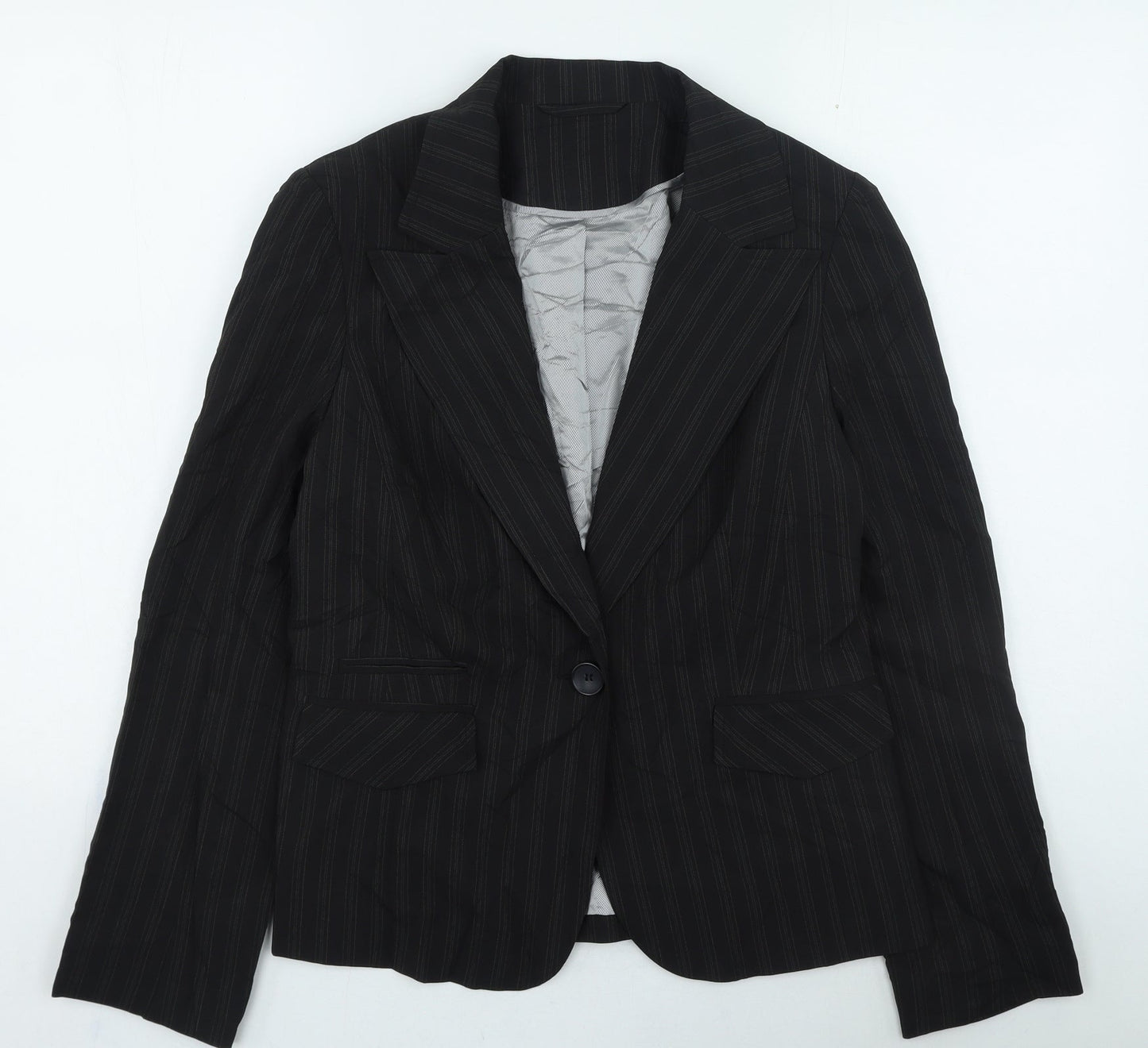 New Look Womens Black Striped Jacket Size 14