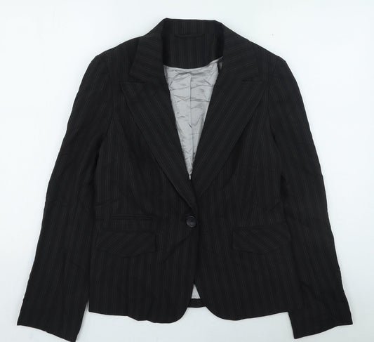 New Look Womens Black Striped Jacket Size 14