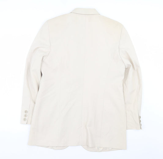 Preworn Womens Beige Jacket Blazer Size 16 Button