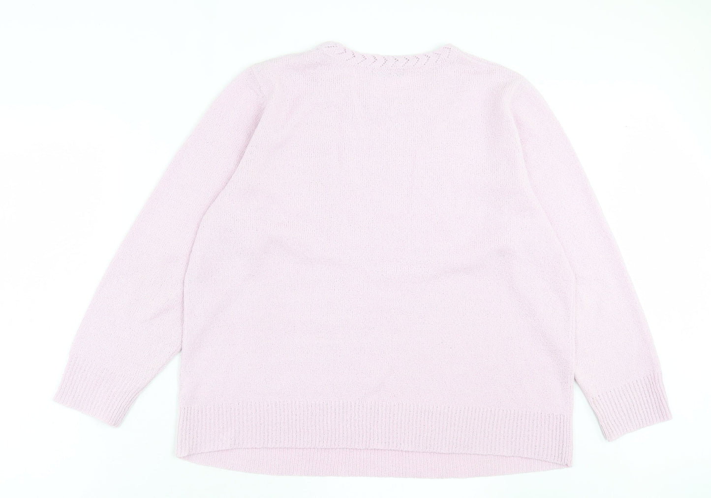 bonmarch Womens Pink Crew Neck Acrylic Pullover Jumper Size L