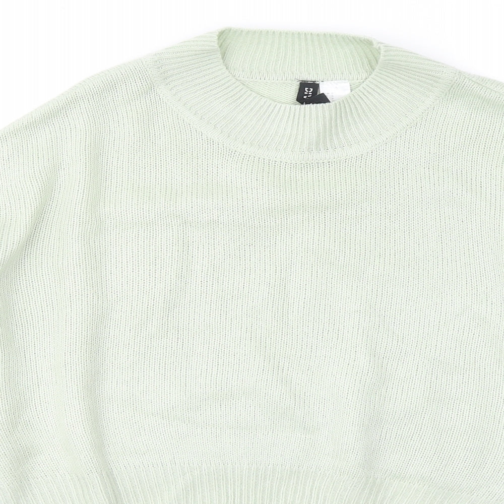 Divided by H&M Womens Green Mock Neck Acrylic Pullover Jumper Size S