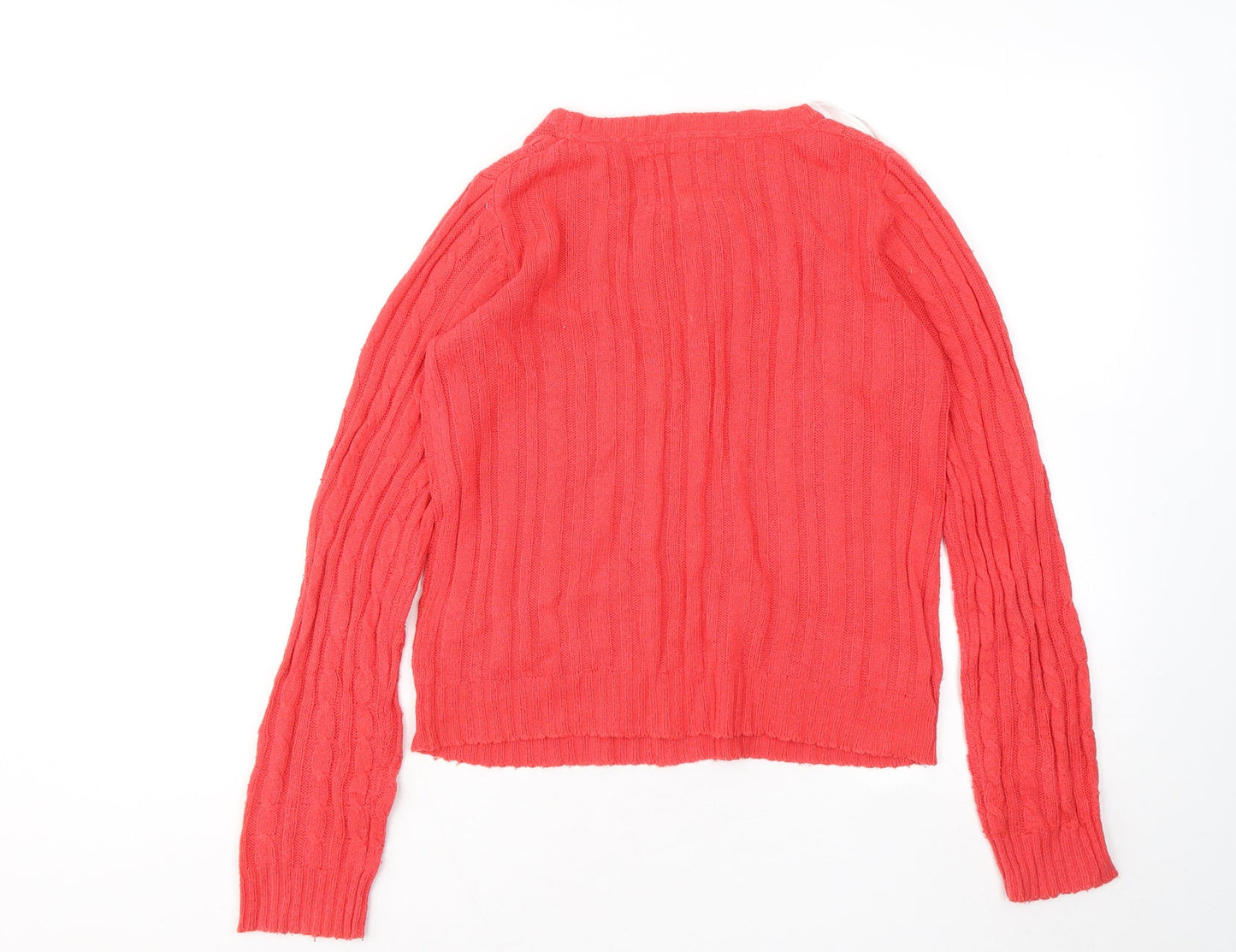 New Look Womens Red Round Neck Cotton Pullover Jumper Size 8