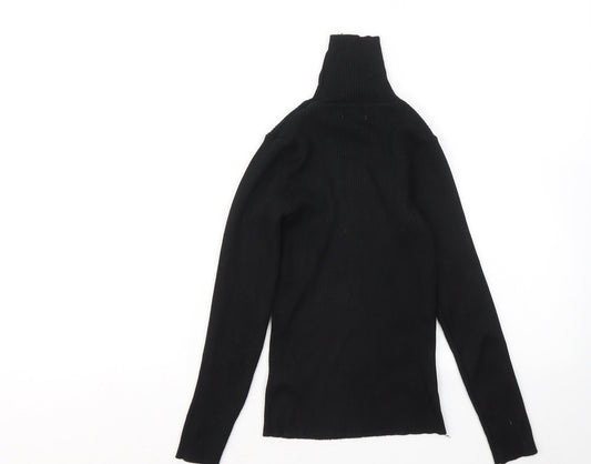 Primark Girls Black Mock Neck Viscose Pullover Jumper Size 10-11 Years