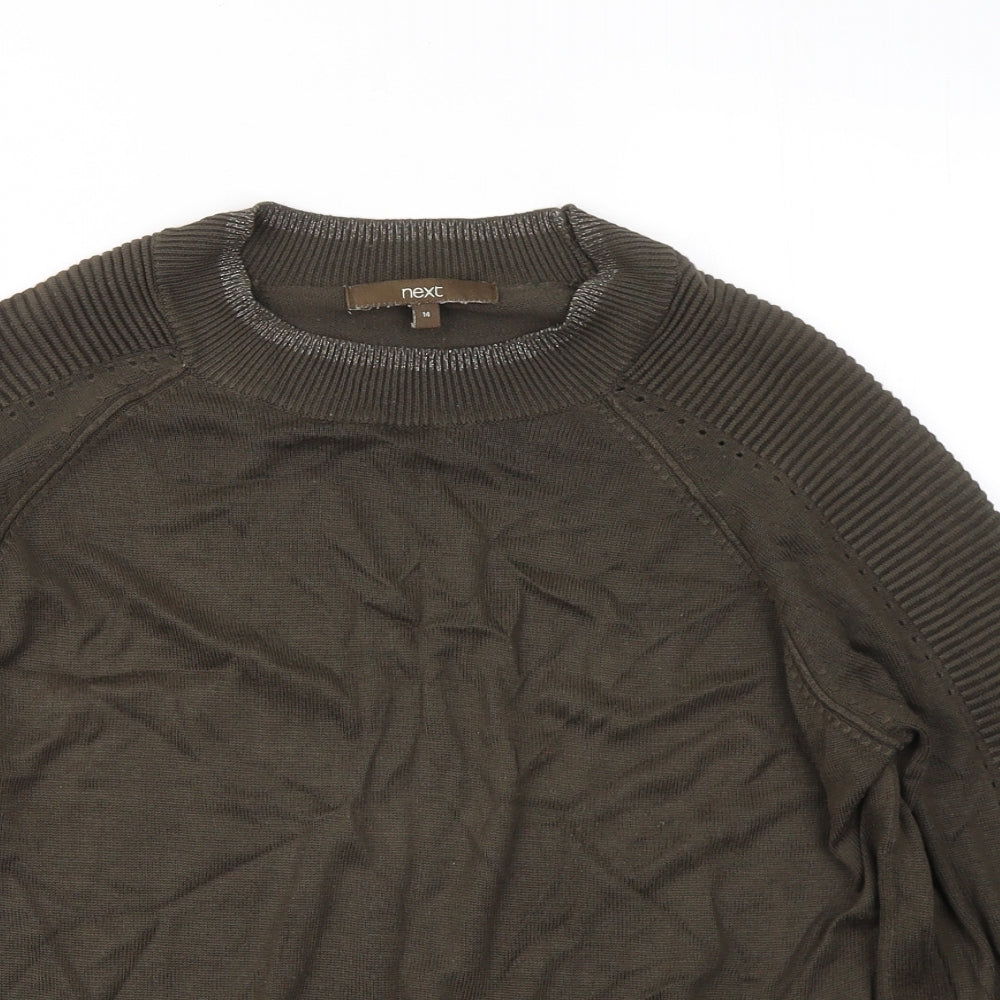 Marks and Spencer Womens Green Round Neck Viscose Pullover Jumper Size 14
