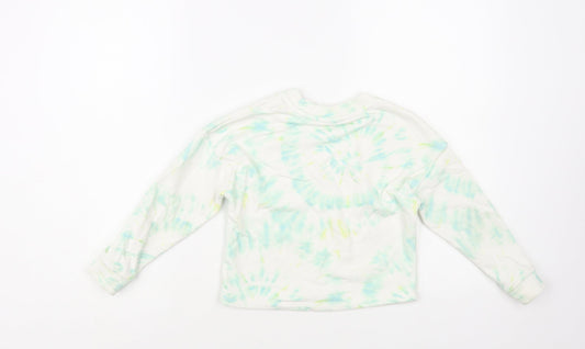 TU Girls White Geometric Cotton Pullover Sweatshirt Size 6 Years Pullover - Tie-Dye