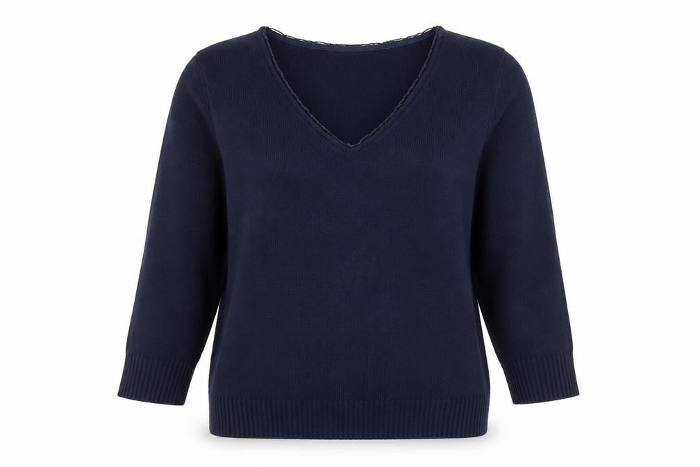 Marks and Spencer Womens Blue V-Neck Acrylic Pullover Jumper Size 12