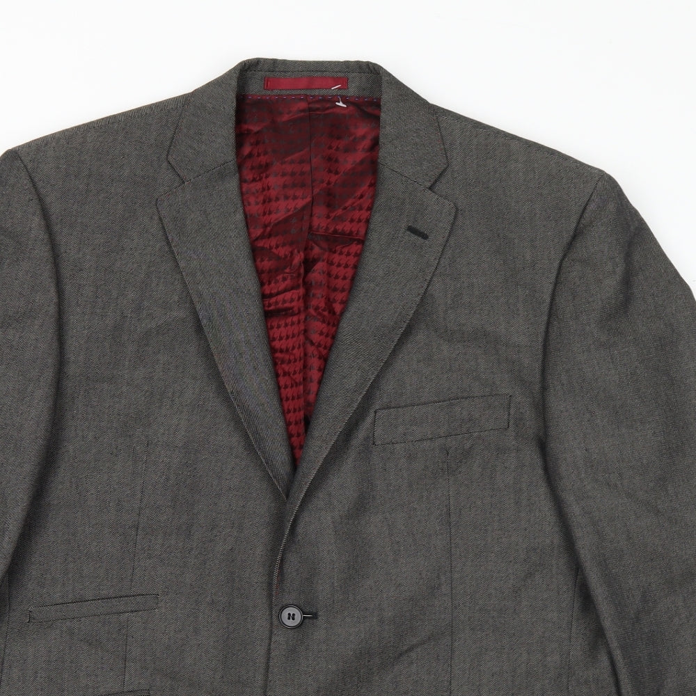 Burton Mens Grey Polyester Jacket Suit Jacket Size 42