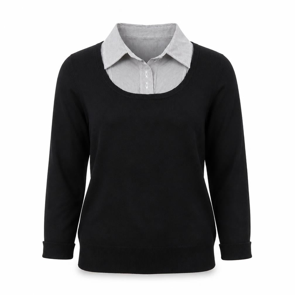 Marks and Spencer Womens Black Collared Polyester Pullover Jumper Size 10
