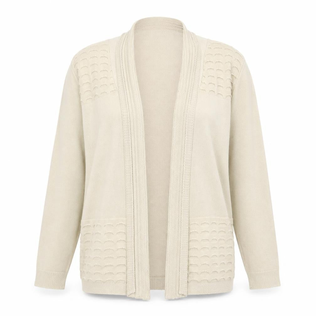 Mia Moda Womens Beige V-Neck Acrylic Cardigan Jumper Size L - L/XL