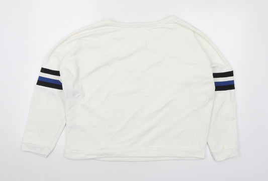 Zara Womens White Polyamide Pullover Sweatshirt Size M