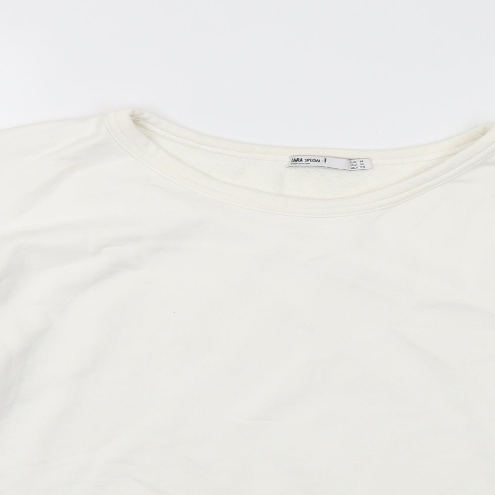 Zara Womens White Polyamide Pullover Sweatshirt Size M