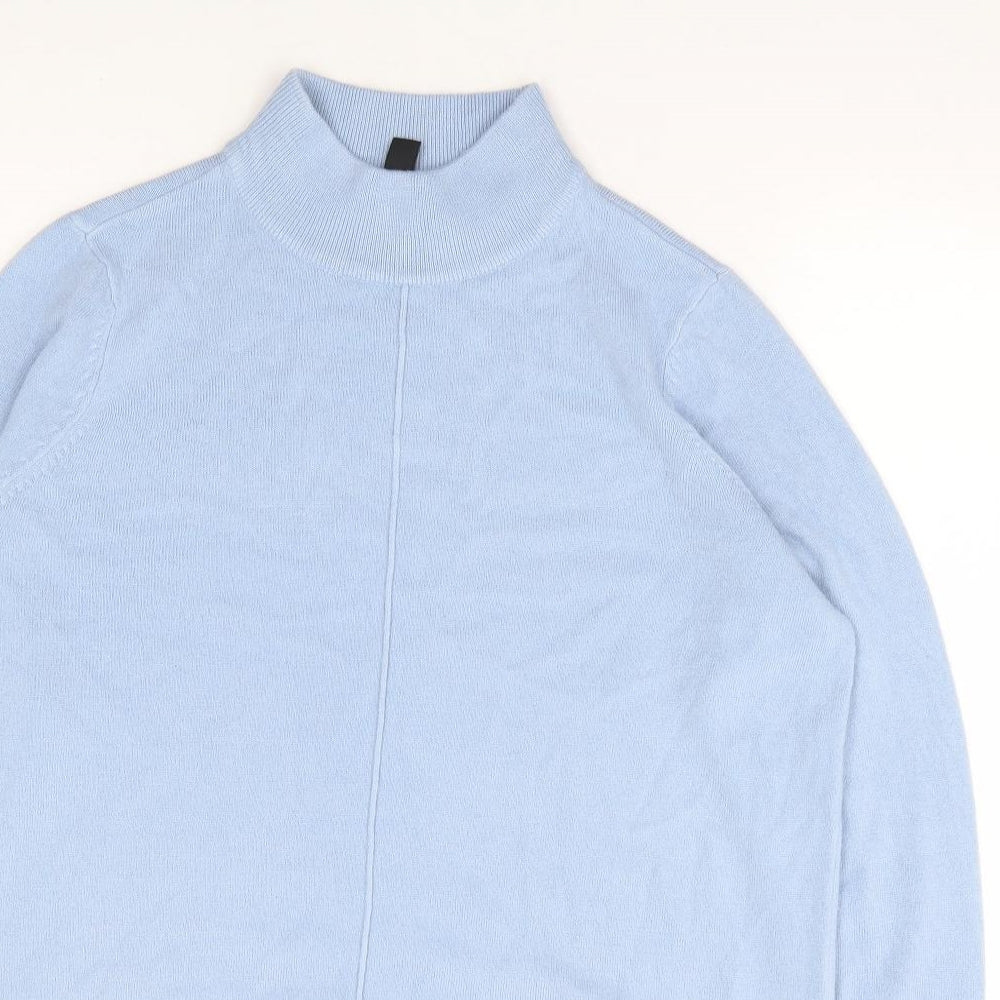 M&Co Womens Blue High Neck Acrylic Pullover Jumper Size 10