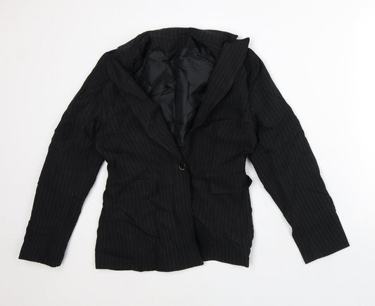 NL Collection Womens Black Striped Jacket Blazer Size 10