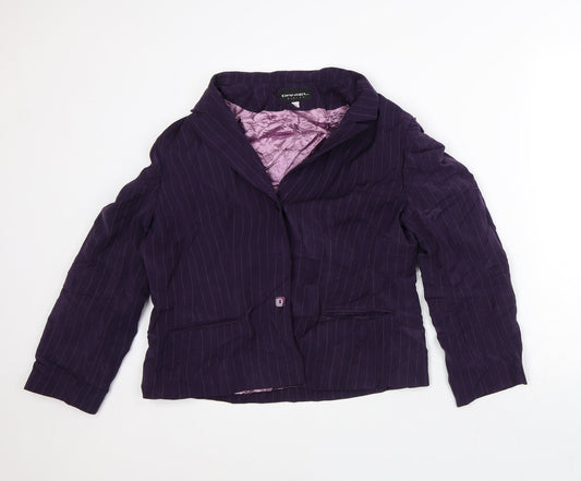 Daniel Design Womens Purple Striped Jacket Blazer Size 14