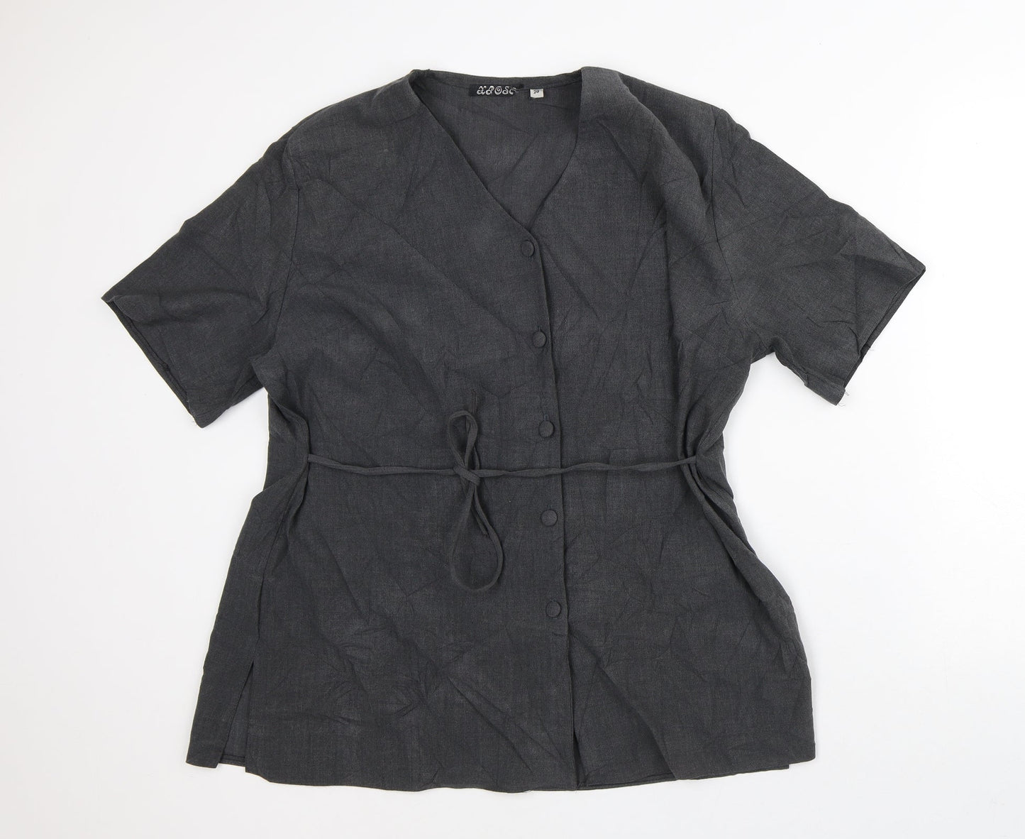 XRose Womens Grey Polyester Tunic Button-Up Size 20 V-Neck