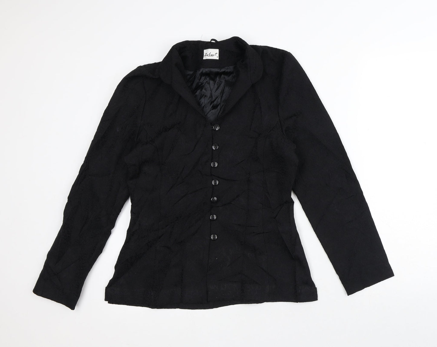 Select Womens Black Floral Jacket Blazer Size 10