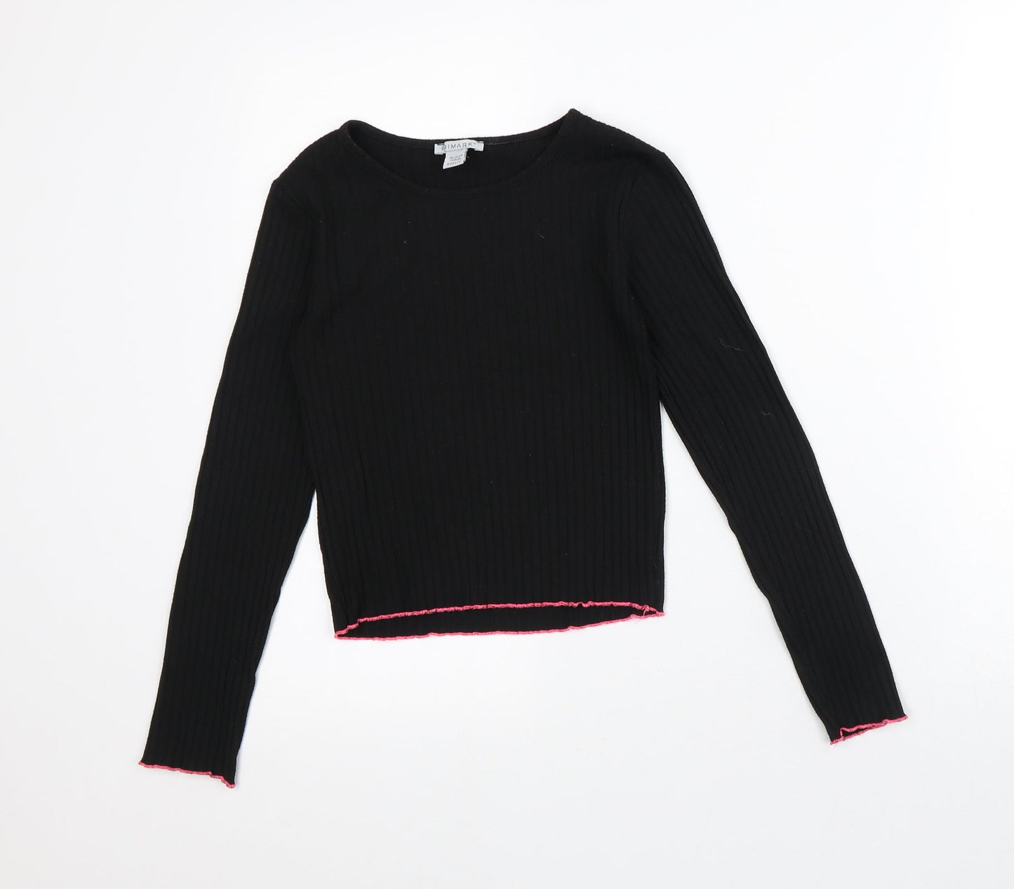 Primark Girls Black Striped Polyester Pullover Sweatshirt Size 10-11 Years
