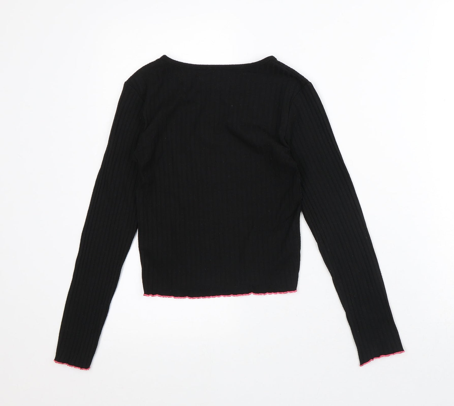 Primark Girls Black Striped Polyester Pullover Sweatshirt Size 10-11 Years
