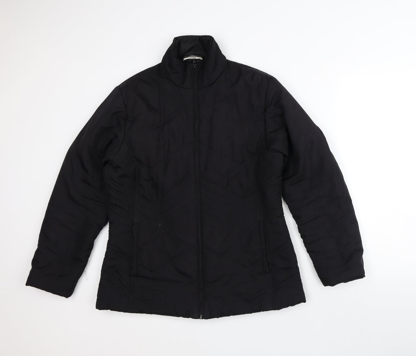 George Womens Black Quilted Coat Size 14