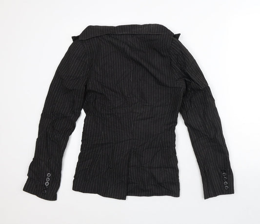 Preworn Womens Black Striped Jacket Blazer Size 8