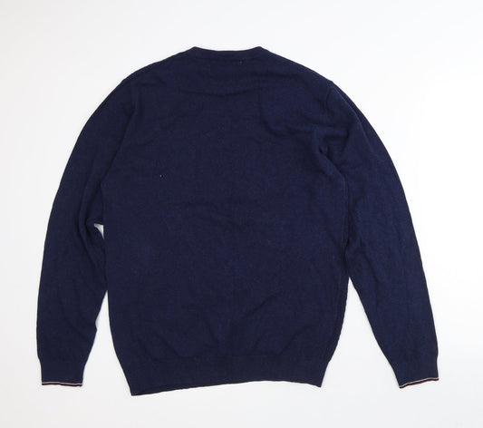 Easy Mens Blue Striped Cotton Pullover Sweatshirt Size M
