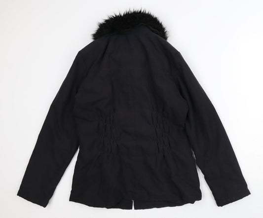 Klass Womens Black Quilted Coat Size S