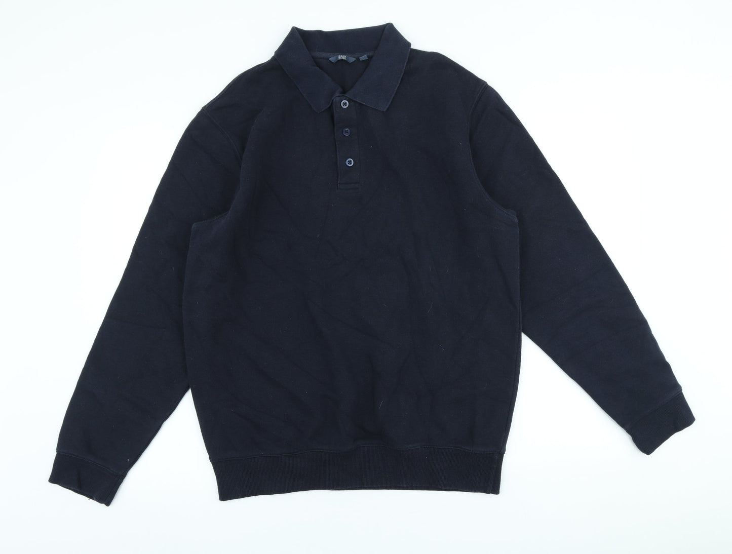 Easy Mens Blue Cotton Pullover Sweatshirt Size M