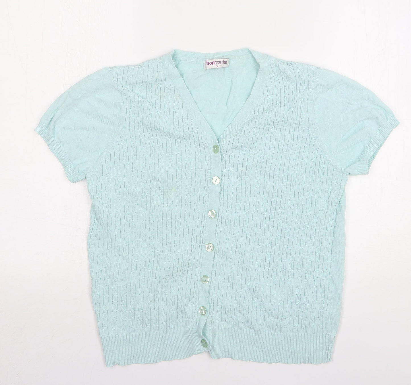 Bonmarché Womens Green V-Neck Viscose Cardigan Jumper Size M
