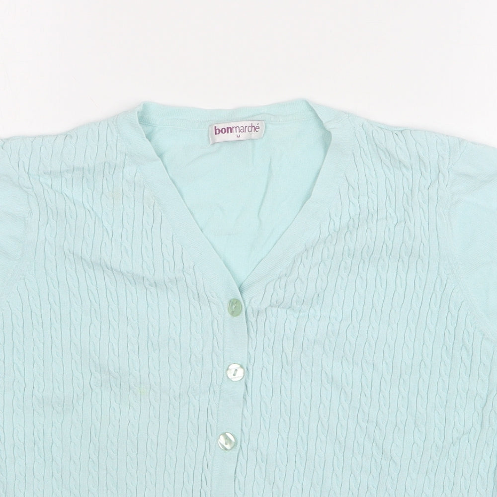 Bonmarché Womens Green V-Neck Viscose Cardigan Jumper Size M