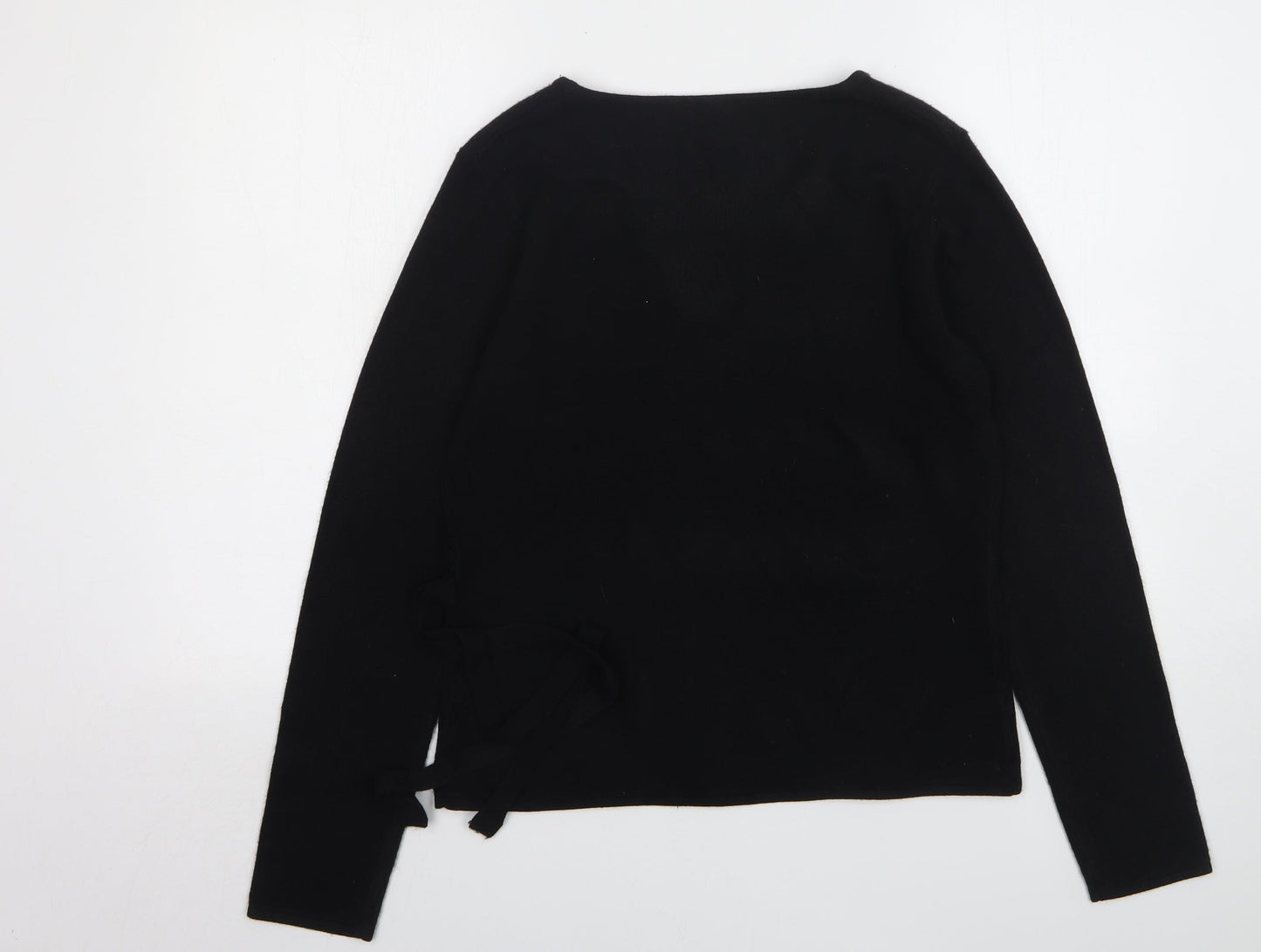 Ellie Louise Womens Black V-Neck Acrylic Pullover Jumper Size L