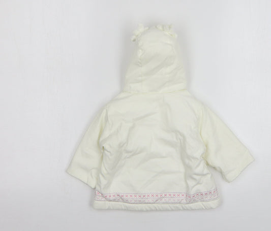 Mothercare Girls White Jacket Size 0-3 Months