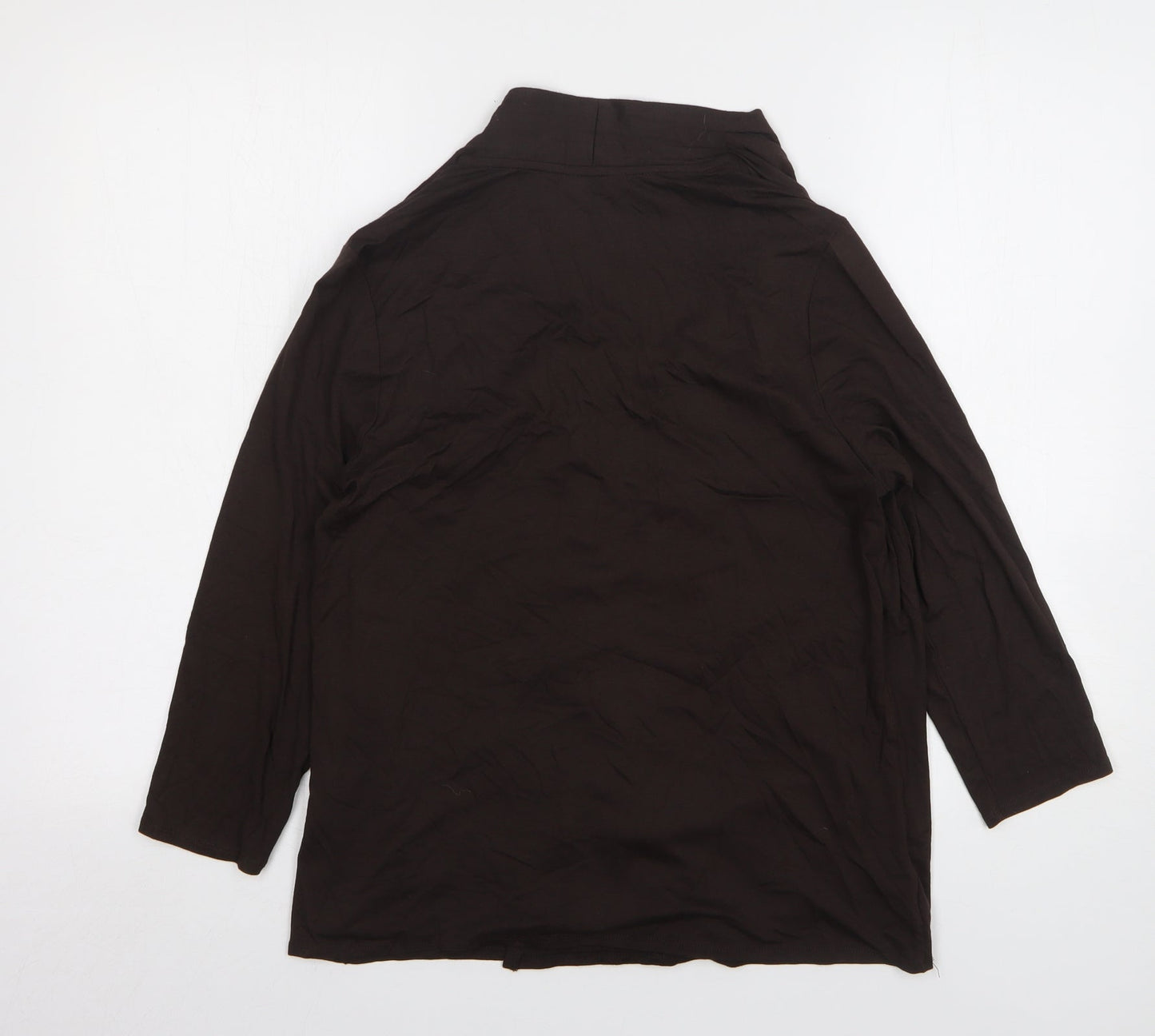 Marks and Spencer Womens Brown Round Neck Viscose Cardigan Jumper Size 12