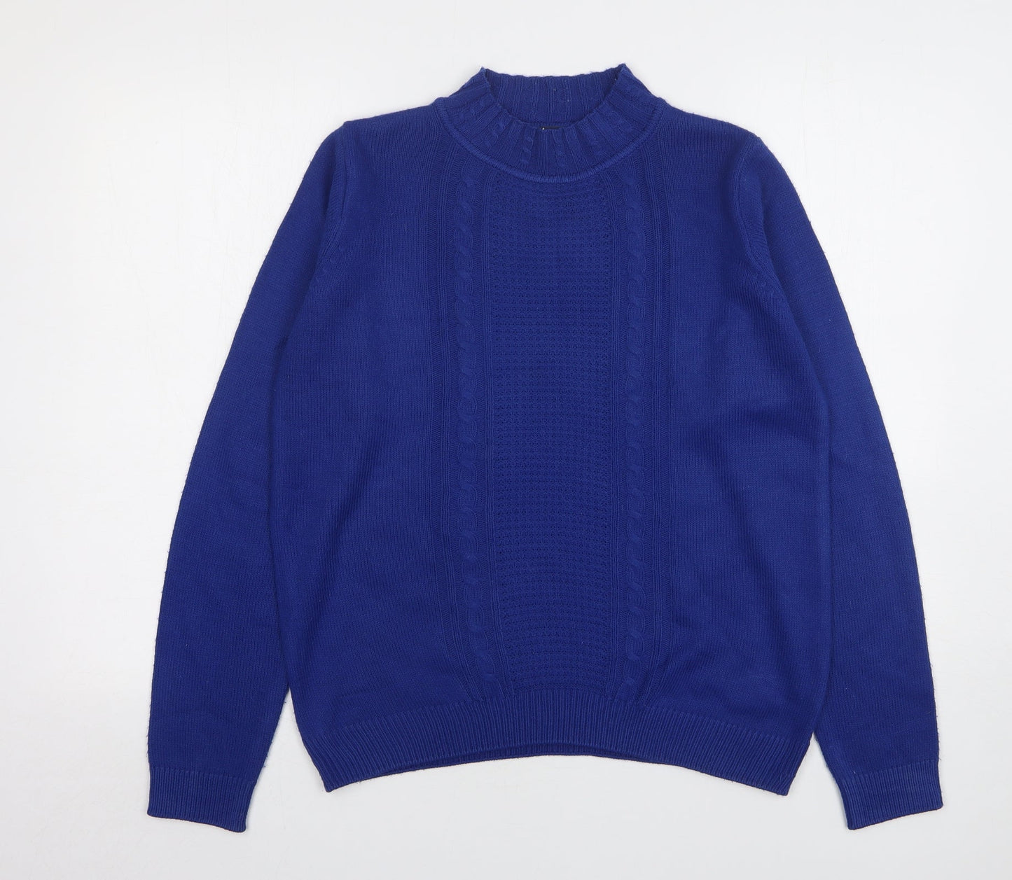 EWM Womens Blue High Neck Acrylic Pullover Jumper Size 10