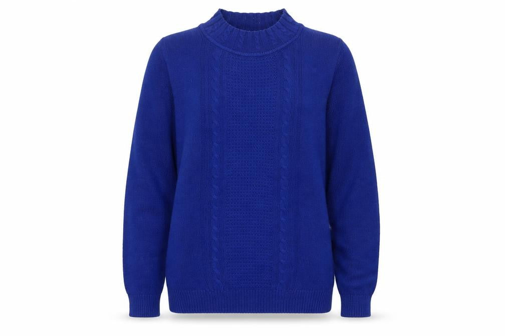 EWM Womens Blue High Neck Acrylic Pullover Jumper Size 10