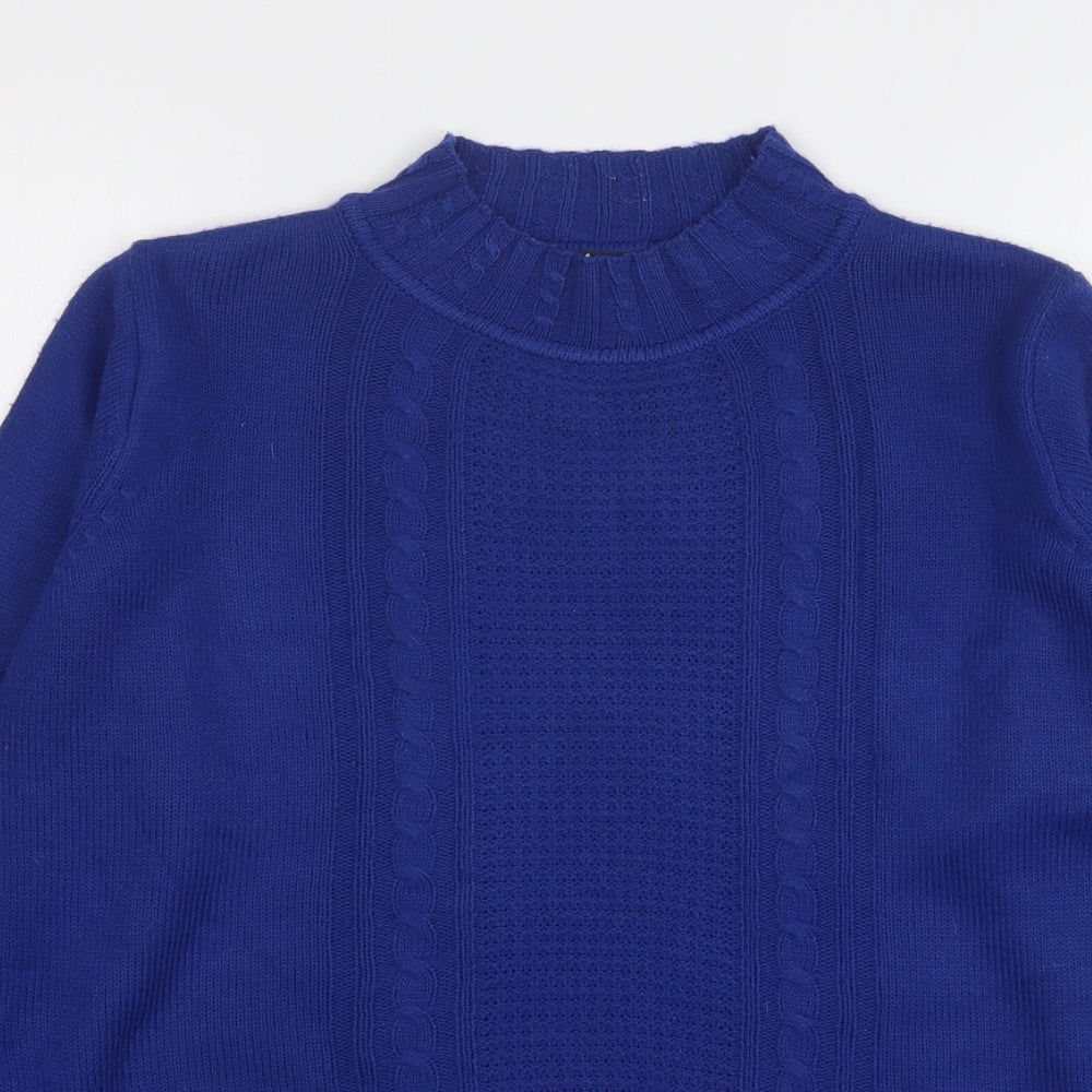 EWM Womens Blue High Neck Acrylic Pullover Jumper Size 10