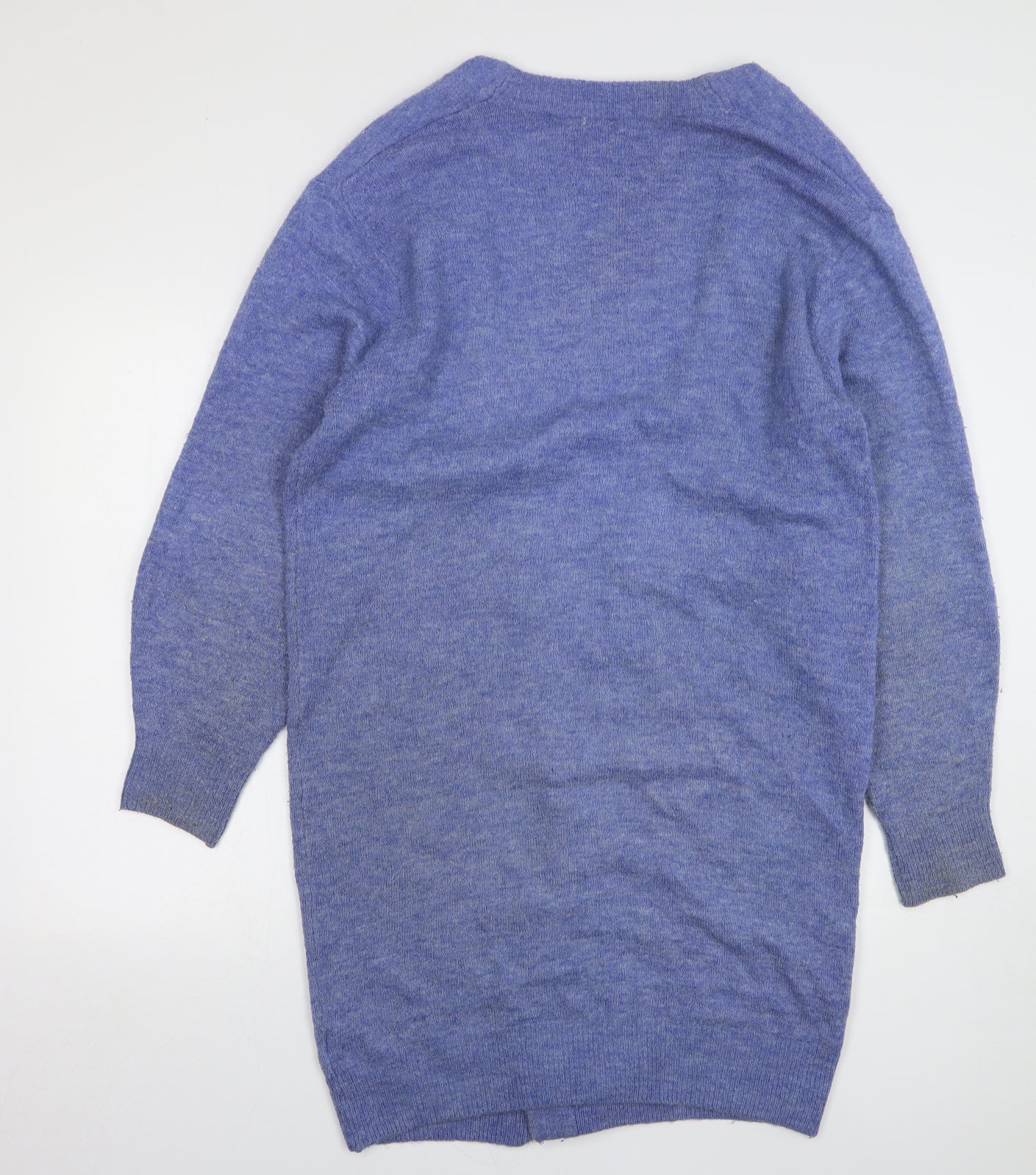 H&M Womens Blue V-Neck Acrylic Cardigan Jumper Size S