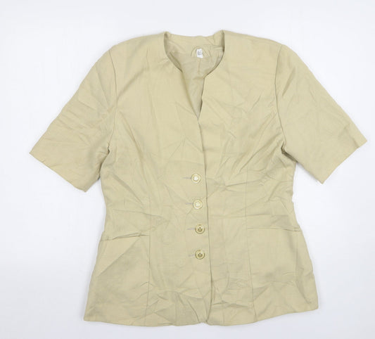Preworn Womens Beige Polyester Jacket Blazer Size 14